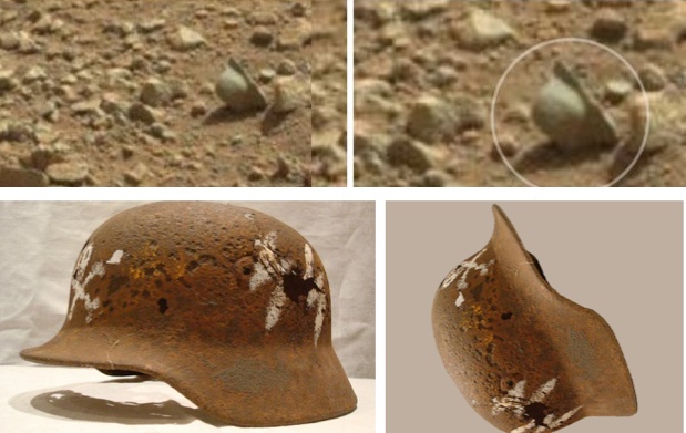 Nazi Mars : NASA Curiosity Finds Nazi Helmet On Mars We’ve read stories about Nazi UFO technology and some people have even claimed Nazis have been on the moon since the late 1940’s,
