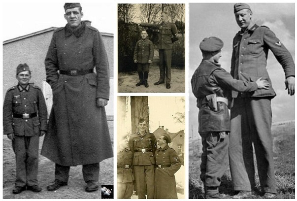 Photos from archive:  Giant soldiers in the ranks of the German army during World War II.The descendants of the giants?