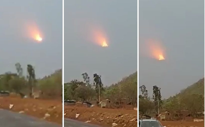 A video in India shows a glowing, triangular-shaped UFO in the sky.
